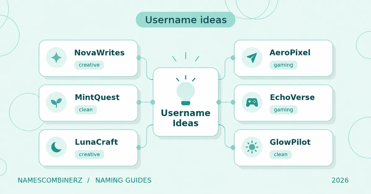 Original infographic of short, memorable username styles and examples